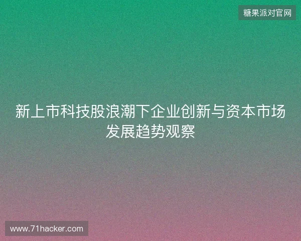 新上市科技股浪潮下企业创新与资本市场发展趋势观察
